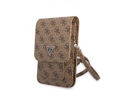 Guess PU 4G Triangle Logo Phone Bag Brown