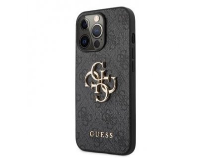 Guess PU 4G Metal Logo Zadní Kryt pro iPhone 13 Pro Max Grey