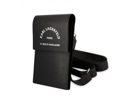 Karl Lagerfeld Saffiano Rue Saint Guillaume Wallet Phone Bag Black