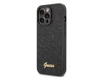 Guess PC/TPU Glitter Flakes Metal Logo Zadní Kryt pro iPhone 14 Pro Max Black