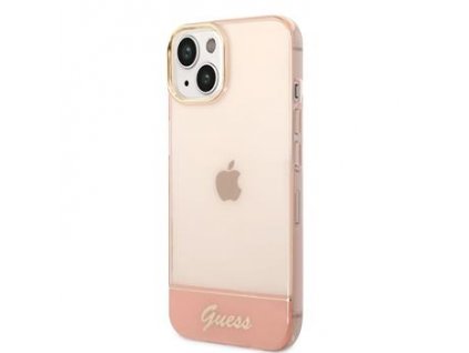 Guess PC/TPU Camera Outline Translucent Zadní Kryt pro iPhone 14 Plus Pink