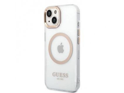 Guess Transparent MagSafe Kompatibilní Zadní Kryt pro iPhone 14 Plus Gold