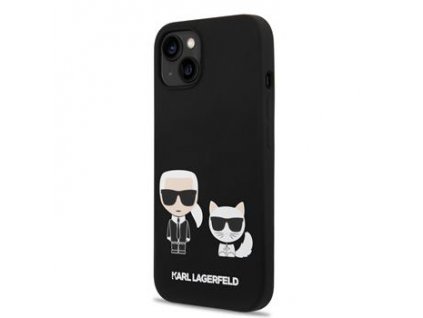 Karl Lagerfeld MagSafe Kompatibilní Kryt Liquid Silicone Karl and Choupette pro iPhone 14 Plus Black