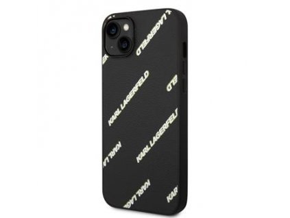 Karl Lagerfeld PU Grained Leather Logomania Zadní Kryt pro iPhone 14 Plus Black