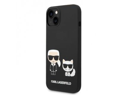 Karl Lagerfeld and Choupette Liquid Silicone Zadní Kryt pro iPhone 14 Plus Black