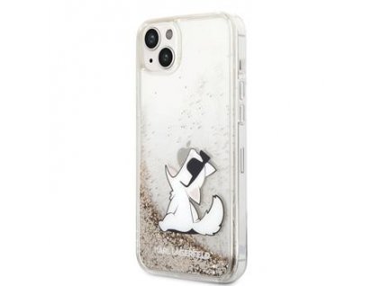 Karl Lagerfeld Liquid Glitter Choupette Eat Zadní Kryt pro iPhone 14 Plus Gold