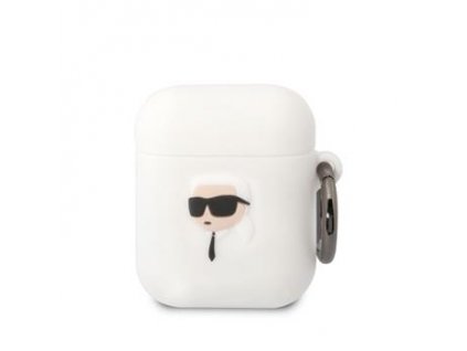 Karl Lagerfeld 3D Logo NFT Karl Head Silikonové Pouzdro pro Airpods 1/2 White