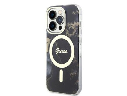 Guess Marble IML MagSafe Kompatibilní Zadní Kryt pro iPhone 13 Pro Black