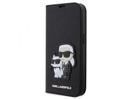 Knížkové pouzdro - Karl Lagerfeld PU Saffiano Knížkové pouzdro - Karl and Choupette NFT Book - iPhone 13 Pro - Černý