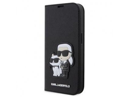 Knížkové pouzdro - Karl Lagerfeld PU Saffiano Knížkové pouzdro - Karl and Choupette NFT Book - iPhone 13 Pro Max - Černý
