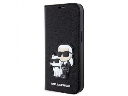 Knížkové pouzdro - Karl Lagerfeld PU Saffiano Knížkové pouzdro - Karl and Choupette NFT Book - iPhone 14 - Černý