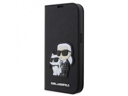 Knížkové pouzdro - Karl Lagerfeld PU Saffiano Knížkové pouzdro - Karl and Choupette NFT Book - iPhone 14 Pro - Černý