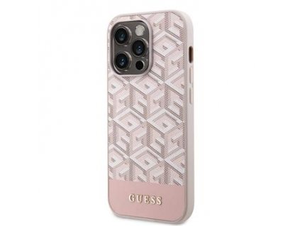 Guess PU G Cube MagSafe Kompatibilní Zadní Kryt pro iPhone 13 Pro Max Pink