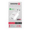 SWISSTEN SÍŤOVÝ ADAPTÉR SMART IC 2x USB 2,1A POWER BÍLÝ (SAMOPRODAVAČ)