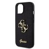 GUESS PU Fixed Glitter 4G Metal Logo Zadní Kryt pro iPhone 15 Black