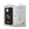 GUESS PU Fixed Glitter 4G Metal Logo Zadní Kryt pro iPhone 15 Black