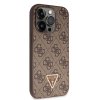 GUESS PU 4G Strass Triangle Metal Logo Zadní Kryt pro iPhone 15 Pro Brown