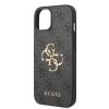 GUESS PU 4G Metal Logo Zadní Kryt pro iPhone 15 Plus Grey