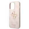 GUESS PU 4G Metal Logo Zadní Kryt pro iPhone 15 Pro Pink