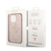 GUESS PU 4G Metal Logo Zadní Kryt pro iPhone 15 Pro Pink