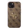 GUESS PU 4G Metal Logo Zadní Kryt pro iPhone 15 Brown