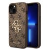 GUESS PU 4G Metal Logo Zadní Kryt pro iPhone 15 Brown