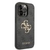 GUESS PU 4G Metal Logo Zadní Kryt pro iPhone 15 Pro Grey