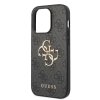 GUESS PU 4G Metal Logo Zadní Kryt pro iPhone 15 Pro Grey