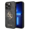 GUESS PU 4G Metal Logo Zadní Kryt pro iPhone 15 Pro Grey