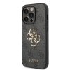 GUESS PU 4G Metal Logo Zadní Kryt pro iPhone 15 Pro Grey