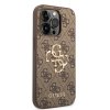 GUESS PU 4G Metal Logo Zadní Kryt pro iPhone 15 Pro Brown
