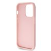 GUESS PU Fixed Glitter 4G Metal Logo Zadní Kryt pro iPhone 15 Pro Pink