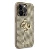 Guess PU Perforated 4G Glitter Metal Logo Zadní Kryt pro iPhone 14 Pro Max Gold