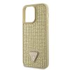 GUESS Rhinestones Triangle Metal Logo Kryt pro iPhone 15 Pro Max Gold