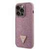 Guess Rhinestones Triangle Metal Logo Kryt pro iPhone 15 Pro Pink