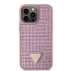 GUESS Rhinestones Triangle Metal Logo Kryt pro iPhone 15 Pro Max Pink