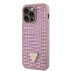 GUESS Rhinestones Triangle Metal Logo Kryt pro iPhone 15 Pro Max Pink