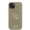 GUESS PU Perforated 4G Glitter Metal Logo Zadní Kryt pro iPhone 15 Gold