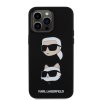 Karl Lagerfeld Liquid Silicone Karl and Choupette Heads Zadní Kryt pro iPhone 15 Pro Max Black