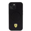 Ferrari PU Leather Bottom Carbon MagSafe Zadní Kryt pro iPhone 15 Plus Black