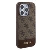 GUESS PU 4G Stripe MagSafe Zadní Kryt pro iPhone 15 Pro Max Brown