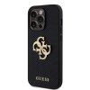 GUESS PU Perforated 4G Glitter Metal Logo Zadní Kryt pro iPhone 15 Pro Black