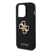 GUESS PU Perforated 4G Glitter Metal Logo Zadní Kryt pro iPhone 15 Pro Black
