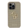 GUESS PU Perforated 4G Glitter Metal Logo Zadní Kryt pro iPhone 15 Pro Max Gold