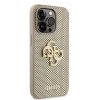 GUESS PU Perforated 4G Glitter Metal Logo Zadní Kryt pro iPhone 15 Pro Max Gold