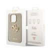 GUESS PU Perforated 4G Glitter Metal Logo Zadní Kryt pro iPhone 15 Pro Max Gold