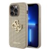 GUESS PU Perforated 4G Glitter Metal Logo Zadní Kryt pro iPhone 15 Pro Max Gold