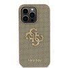 GUESS PU Perforated 4G Glitter Metal Logo Zadní Kryt pro iPhone 15 Pro Gold