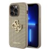 GUESS PU Perforated 4G Glitter Metal Logo Zadní Kryt pro iPhone 15 Pro Gold