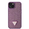 GUESS Rhinestones Triangle Metal Logo Kryt pro iPhone 15 Purple